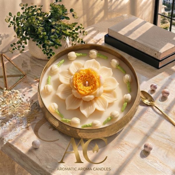 Golden Lotus Pond Urli Candle