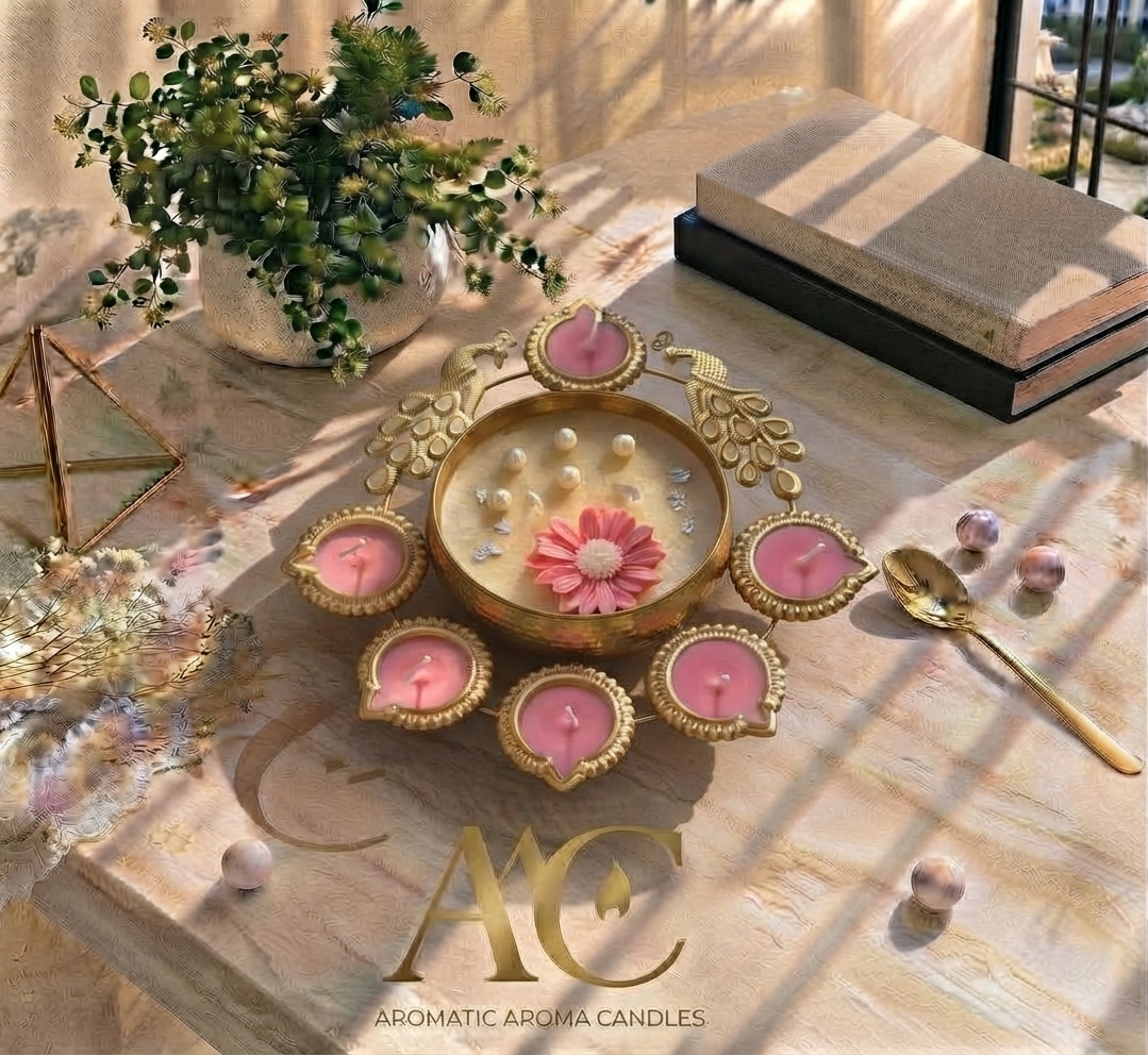 Mayur Pankh Diya Urli Centerpiece Candle