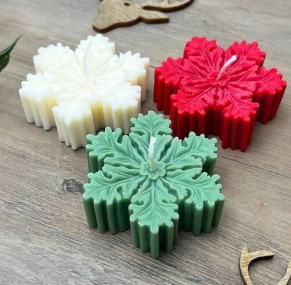Intricate Snowflake Candle - Set of 3