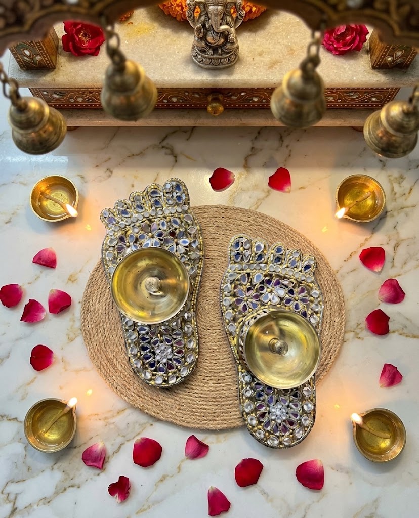 Kundan & Stone Laxmi Charan Diya Pair