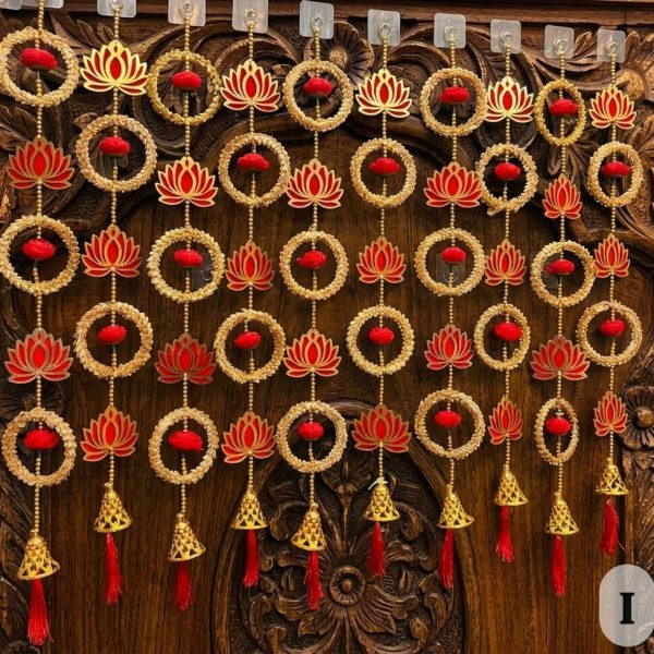 Handcrafted Lotus & Wreath Festive Hanging (Set of 2/Pair)