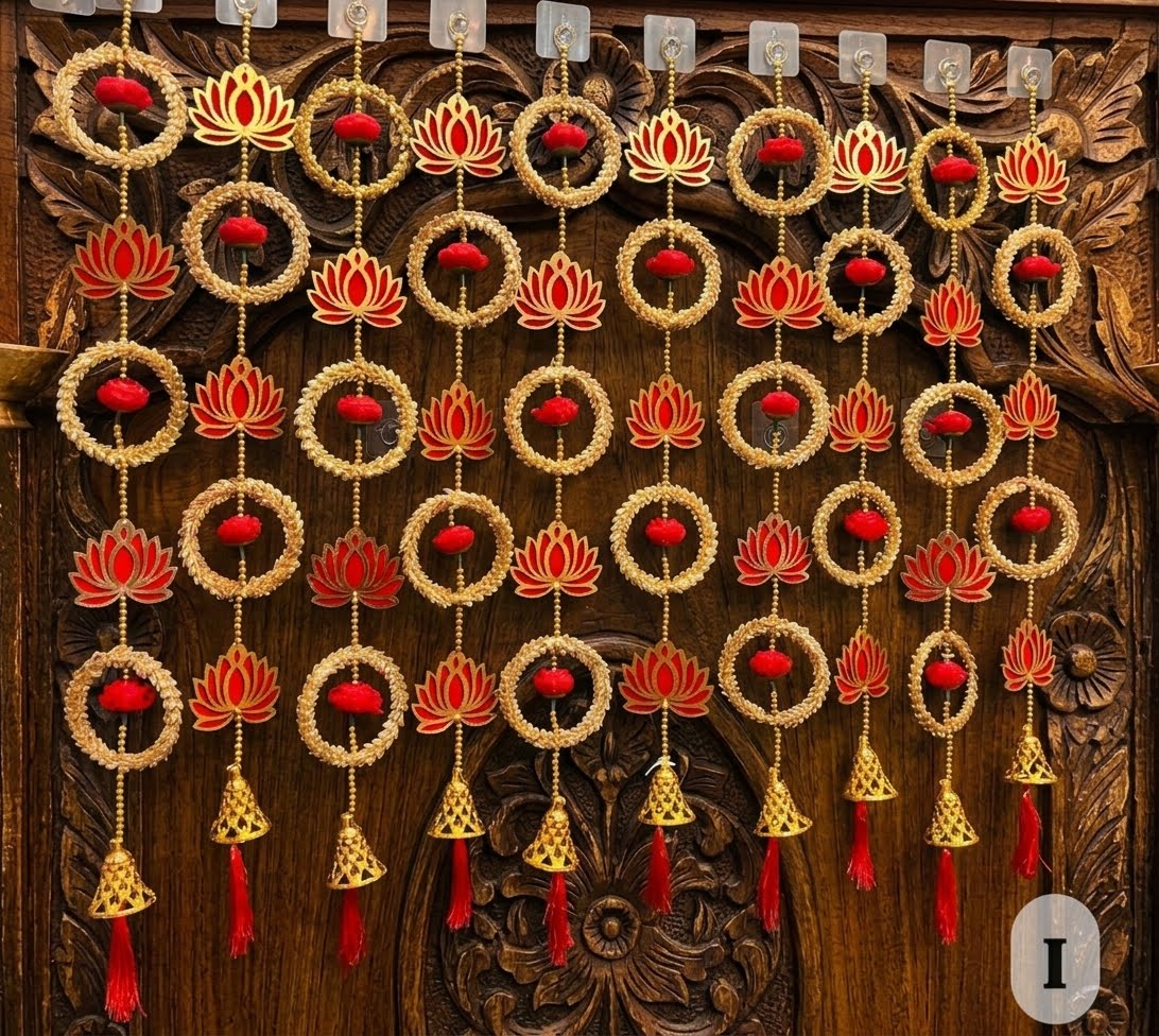 Handcrafted Lotus & Wreath Festive Hanging (Set of 2/Pair)