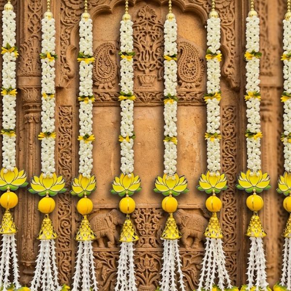 Handcrafted Yellow & Gold Marigold Hanging (Set of 2/Pair)