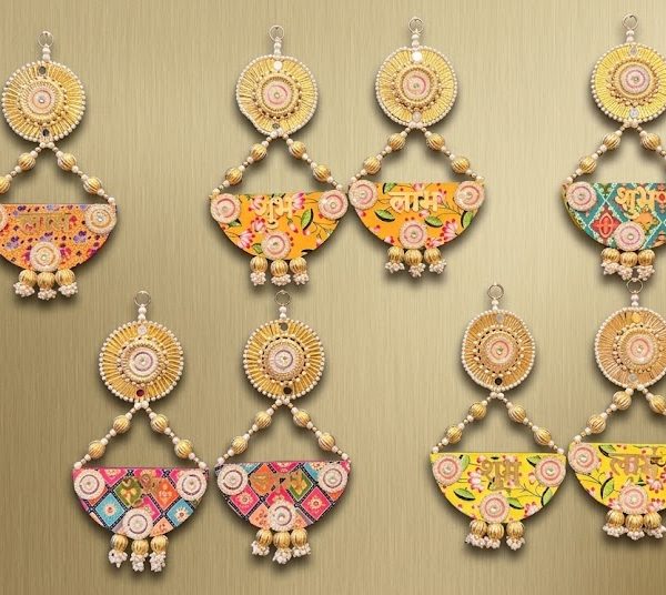 Handcrafted Floral Shubh Labh Door Hangings (Pair)