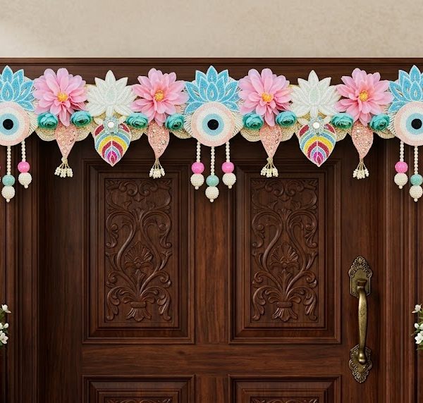 Handcrafted Pastel Pink & Turquoise Evil Eye Toran
