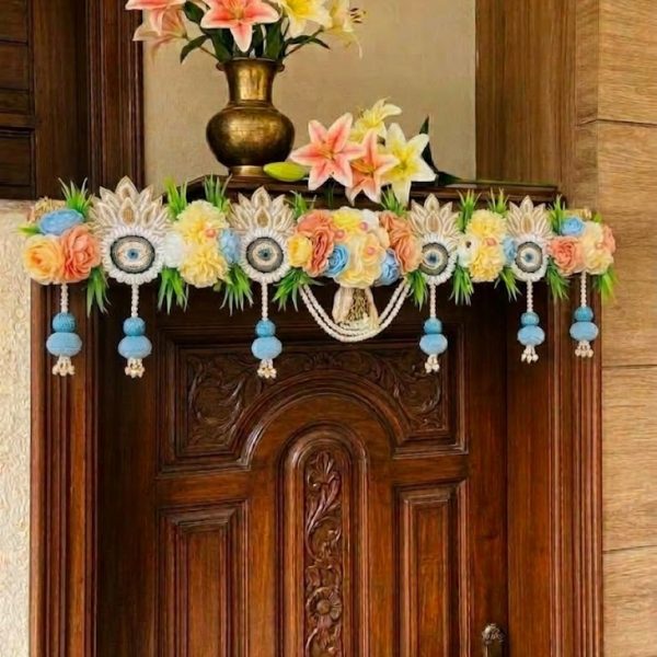 Pastel Floral & Beaded Evil Eye Toran