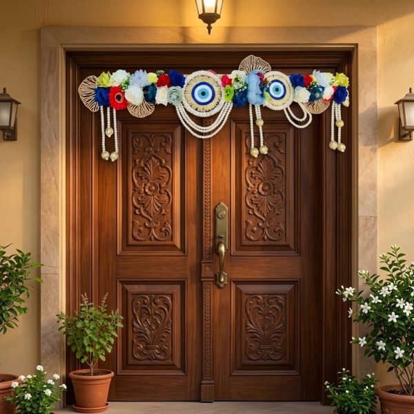 Handcrafted Evil Eye Floral Door Toran